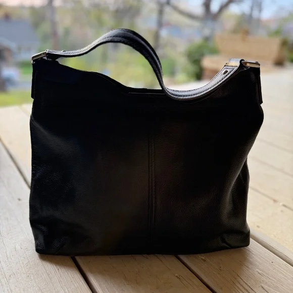 Kooba Classic Black Pebbled Leather Shoulder Bag - Timeless Everyday Hobo - Picture 6 of 13